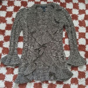 Vintage INC Ruffled Brown Cardigan